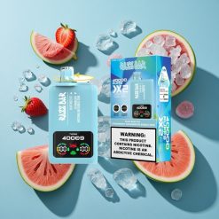 ブルーラズアイス-ストロベリーワーターメロンバブルガム Razz Bar 40000回吸引 パワースクリーンディスプレイ Japan vape wholesale